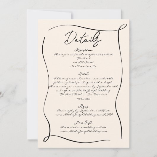 Handgeschriebene Retro-Handschriften, die in einer Einladung (Rückseite)