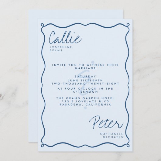 Handgeschriebene Retro-Minimalistische monochromat Einladung (Vorne/Hinten)