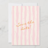 Handgeschriebene Retro Pinstripes farbenfrohe Fun  Save The Date (Vorderseite)