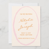 Handgeschriebene Retro Pinstripes farbenfrohe Fun  Save The Date (Rückseite)