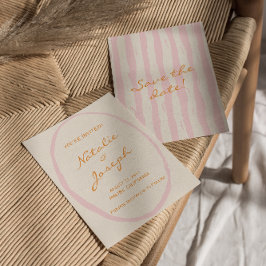 Handgeschriebene Retro Pinstripes farbenfrohe Fun Save The Date