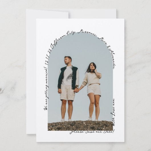 Handgeschriebene Retro Simple DoodBlack und White Save The Date (Vorderseite)