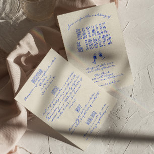 Handgeschriebene Retro Vintage Hochzeit Alles in E Einladung