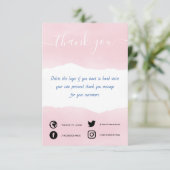 Handgeschriebene rosa Aquarellfarbe Dank Karte ein (Stehend Vorderseite)