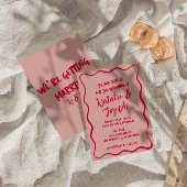 Handgeschriebene rosa rosafarbene Quirky Retro Fun Einladung