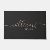 Handgeschriebene Rose Gold Familienname Willkommen Fußmatte (Vorderseite)