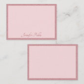 Handgeschriebene Rose Gold Glitzer Elegante Modern Mitteilungskarte (Vorne/Hinten)