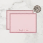 Handgeschriebene Rose Gold Glitzer Elegante Modern Mitteilungskarte (Vorderseite/Rückseite Beispiel)