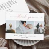 Handgeschriebene Rose Gold Script-Hochzeitsskripte Dankeskarte