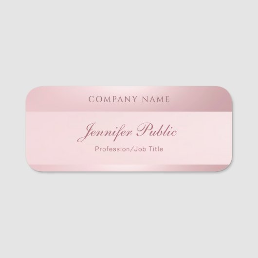 Handgeschriebene Rose Gold-Script-Name-Vorlage Ele Namensschild (Vorderseite)