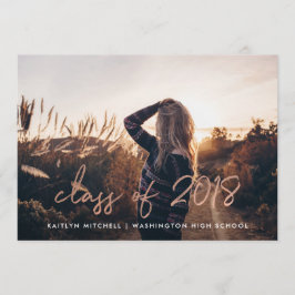 Handgeschriebene Rose Gold | Zweite Foto-Graduieru Einladung