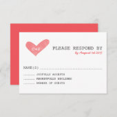 Handgeschriebene RSVP-Karte für Wasserfarbenherz RSVP Karte (Vorne/Hinten)