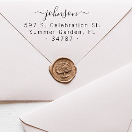 Handgeschriebene Rücksendeadresse für den Namen de Permastempel