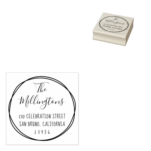 Handgeschriebene Rücksendeadresse mit Familienname Gummistempel (Stempel)