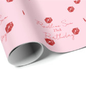 Handgeschriebene sassy rote Lippenstift-Geburtstag Geschenkpapier (Rolleneckpunkt)