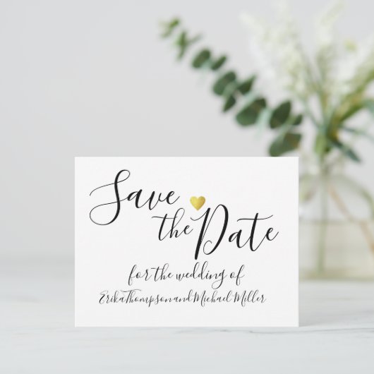 Handgeschriebene Save the Date Hochzeit Ankündigungspostkarte (Stehend Vorderseite)