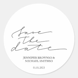 Handgeschriebene Save-the-Date-Karte Runder Aufkleber