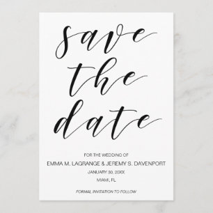 Handgeschriebene Save the Date-Karte   Schwarzweiß Date