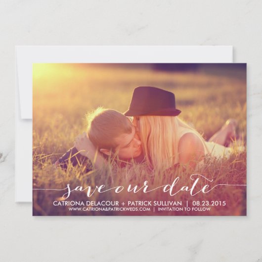 Handgeschriebene Schrift Ankündigung Save Our Date (Vorderseite)