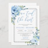 Handgeschriebene Schrift blau blumengebunden den K Einladung (Vorne/Hinten)