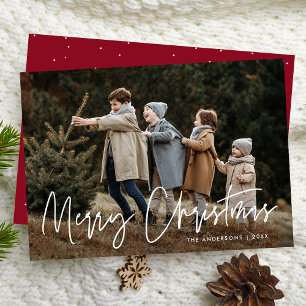 Handgeschriebene Schrift Burgund Frohe Weihnachten