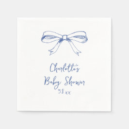 Handgeschriebene Schrift Coquette-Schleife Blaue B Serviette