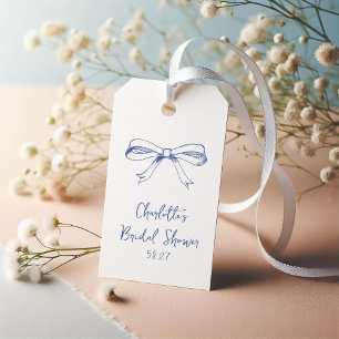 Handgeschriebene Schrift Coquette Schleife Blaue H Geschenkanhänger