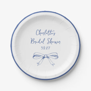 Handgeschriebene Schrift Coquette Schleife Blaue H Pappteller