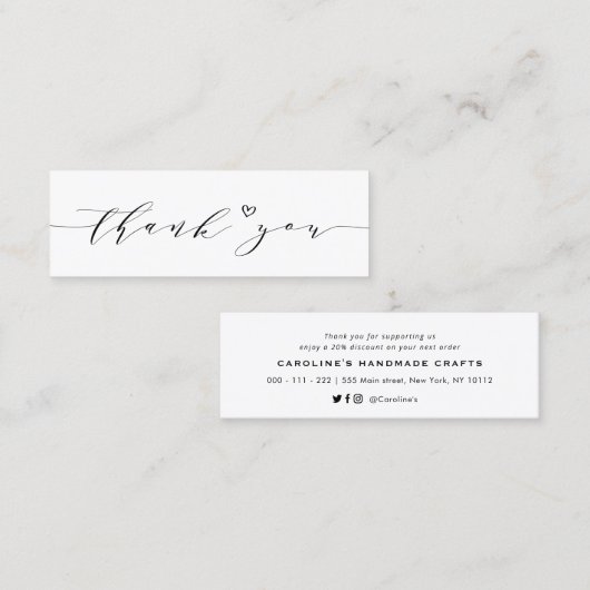 handgeschriebene Schrift, danke einfügen  Mini Visitenkarte (Vorne/Hinten)