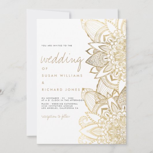 Handgeschriebene Schrift, die Goldmedaille-Hochzei Einladung (Vorderseite)