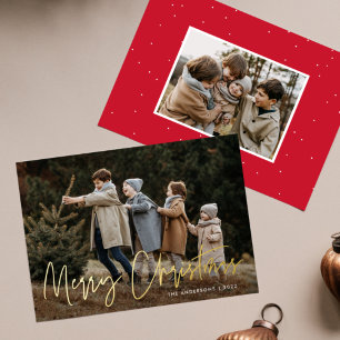 Handgeschriebene Schrift Frohe Weihnachten 2 Foto Folien Feiertagskarte