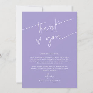Handgeschriebene Schrift Herz Violette Hochzeitsfo Dankeskarte