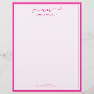 Handgeschriebene Schrift in lebhaftem Rosa Briefko Briefbogen