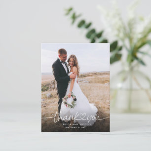 Handgeschriebene Schrift mit Herz-Fotos Hochzeit Dankeskarte