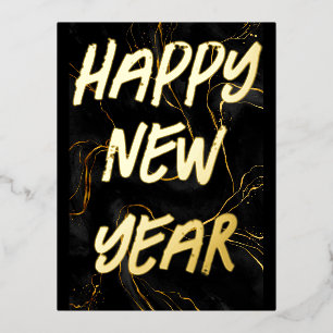 Handgeschriebene Schrift Modern Gold Frohes Neues  Folien Feiertagspostkarte