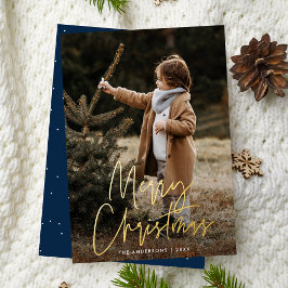 Handgeschriebene Schrift Navy Frohe Weihnachten Fo Folien Feiertagskarte