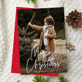 Handgeschriebene Schrift Rot Frohe Weihnachten Fot