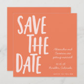Handgeschriebene Schriften Lebhafter Sommer-Orange Save The Date (Vorne/Hinten)