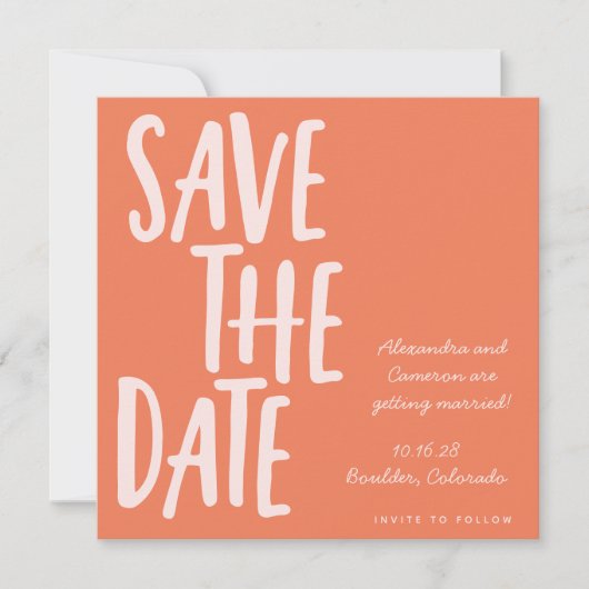 Handgeschriebene Schriften Lebhafter Sommer-Orange Save The Date (Vorderseite)