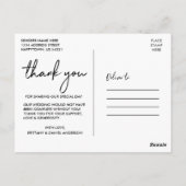 Handgeschriebene schwarze Schrift Liebe und Dank H Postkarte (Rückseite)
