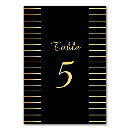 Handgeschriebene, schwarze und goldene Vorlage für Tischnummer (Vorderseite)
