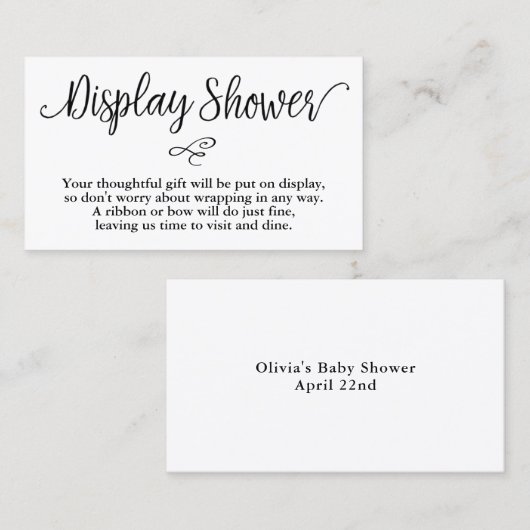 Handgeschriebene Script-Baby-Duschkarte Visitenkarte (Vorne/Hinten)