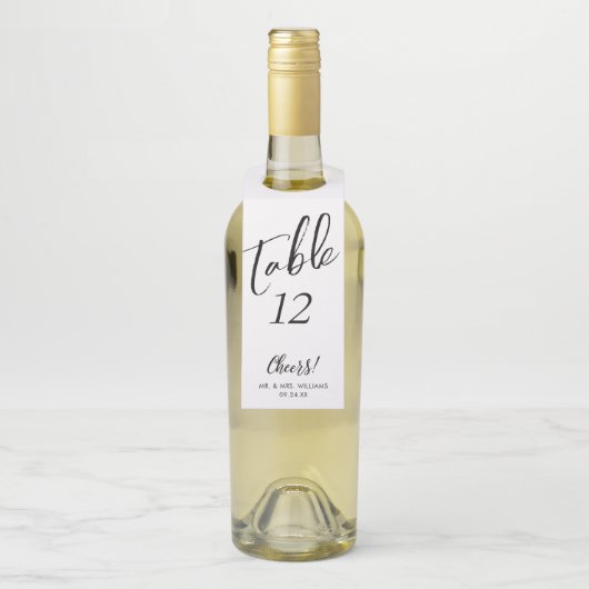 Handgeschriebene Script-Cheers Tischnummer Flasche Flaschenanhänger (Auf Flasche)
