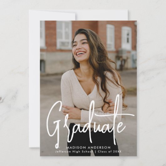 Handgeschriebene Script-Foto-Graduierungspartei Einladung (Vorderseite)