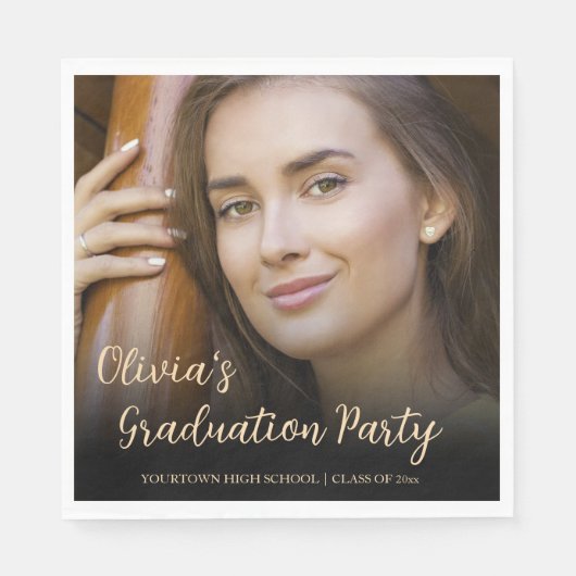 Handgeschriebene Script-Foto-Graduierungspartei Serviette (Vorderseite)