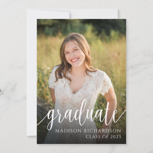 Handgeschriebene Script-Graduierungspartei für Fot Einladung (Vorderseite)