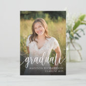 Handgeschriebene Script-Graduierungspartei für Fot Einladung (Stehend Vorderseite)