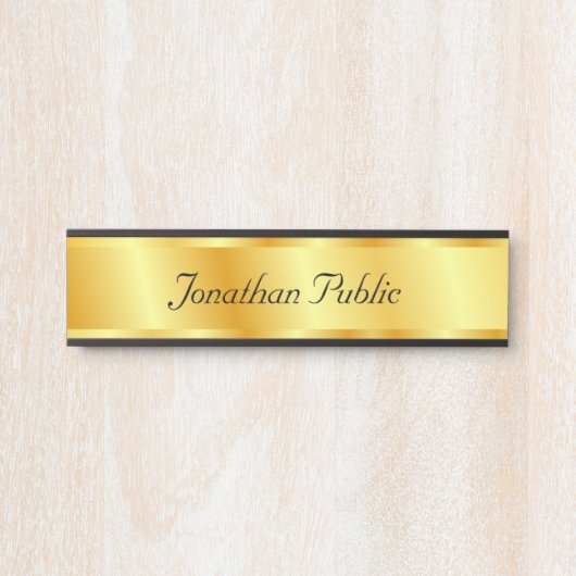 Handgeschriebene Script-Imitate Gold Elegant Glamo Türschild (Vorderseite )