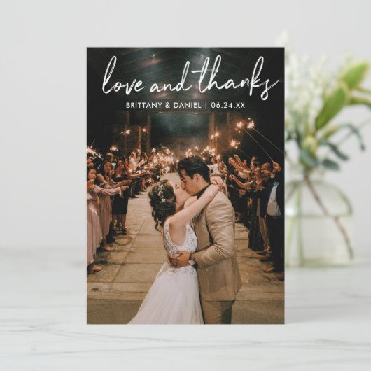 Handgeschriebene Script-Liebe dank Hochzeit Dankeskarte (Stehend Vorderseite)