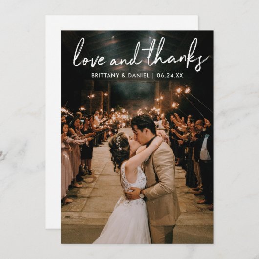 Handgeschriebene Script-Liebe dank Hochzeit Dankeskarte (Vorne/Hinten)